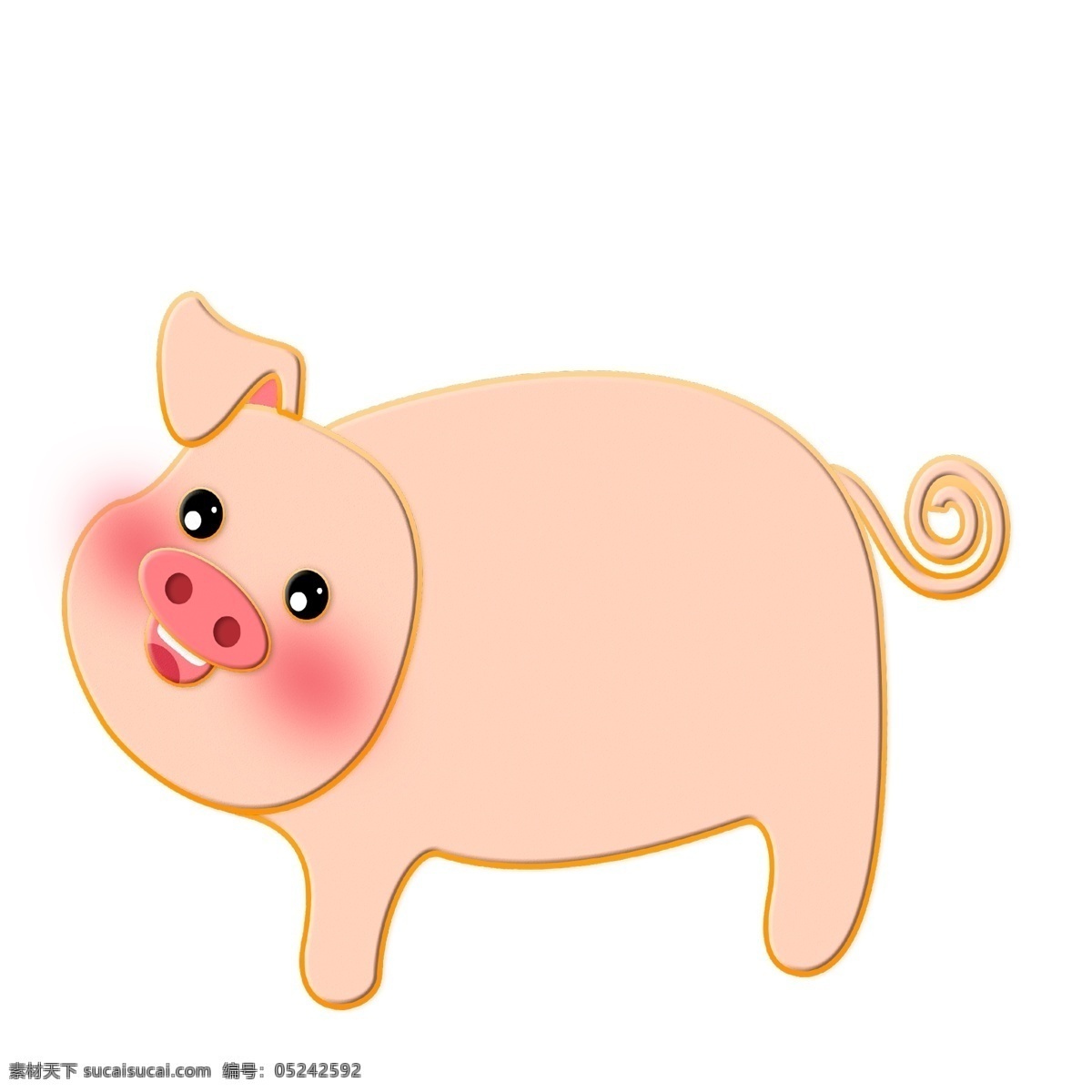 只 害羞 小 猪 卡通 小猪 动物 家畜 猪年 纸片风 微立体 牲畜 粉红小猪