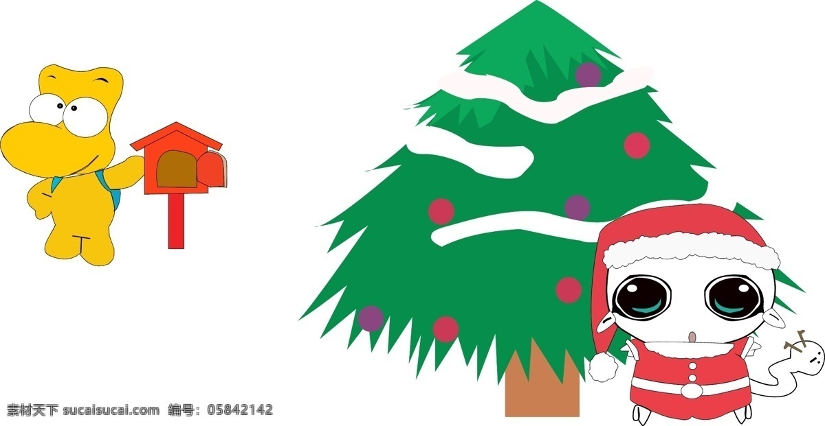 圣诞 卡通 圣诞树 可爱 小狗 节日素材 其他节日