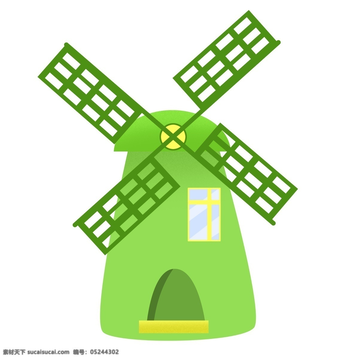卡通 环保 风车 插画 大风车 绿色房子 风车插画 卡通风车 环保风车插画 绿色环保 风能 绿色