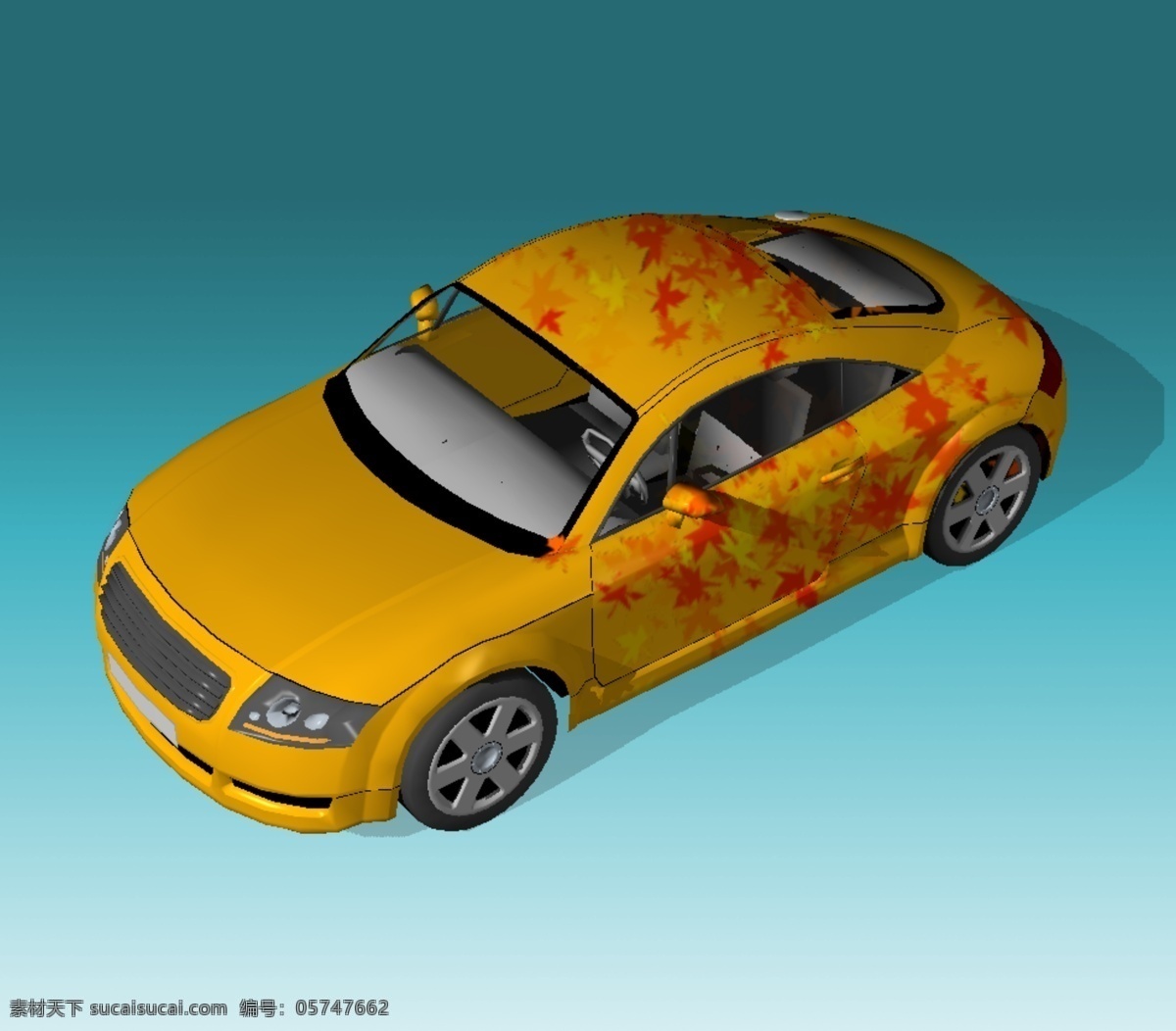 3d 汽车 黄色 蓝色背景 跑车 3d模型素材 其他3d模型