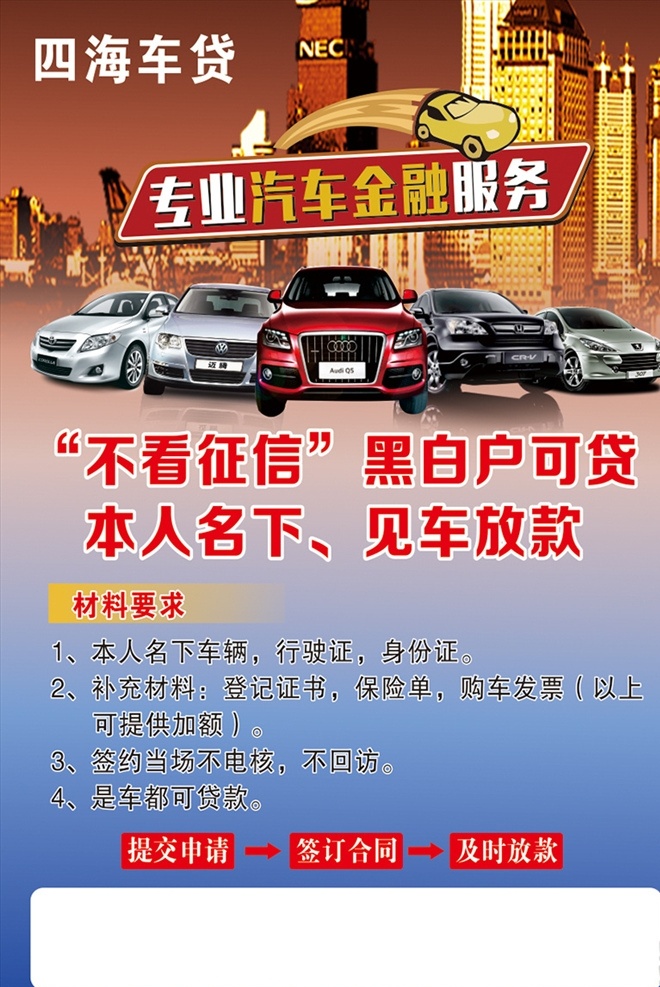 汽车金融贷款 金融 金街 金楼 汽车 奥迪 金铺 海报 展架