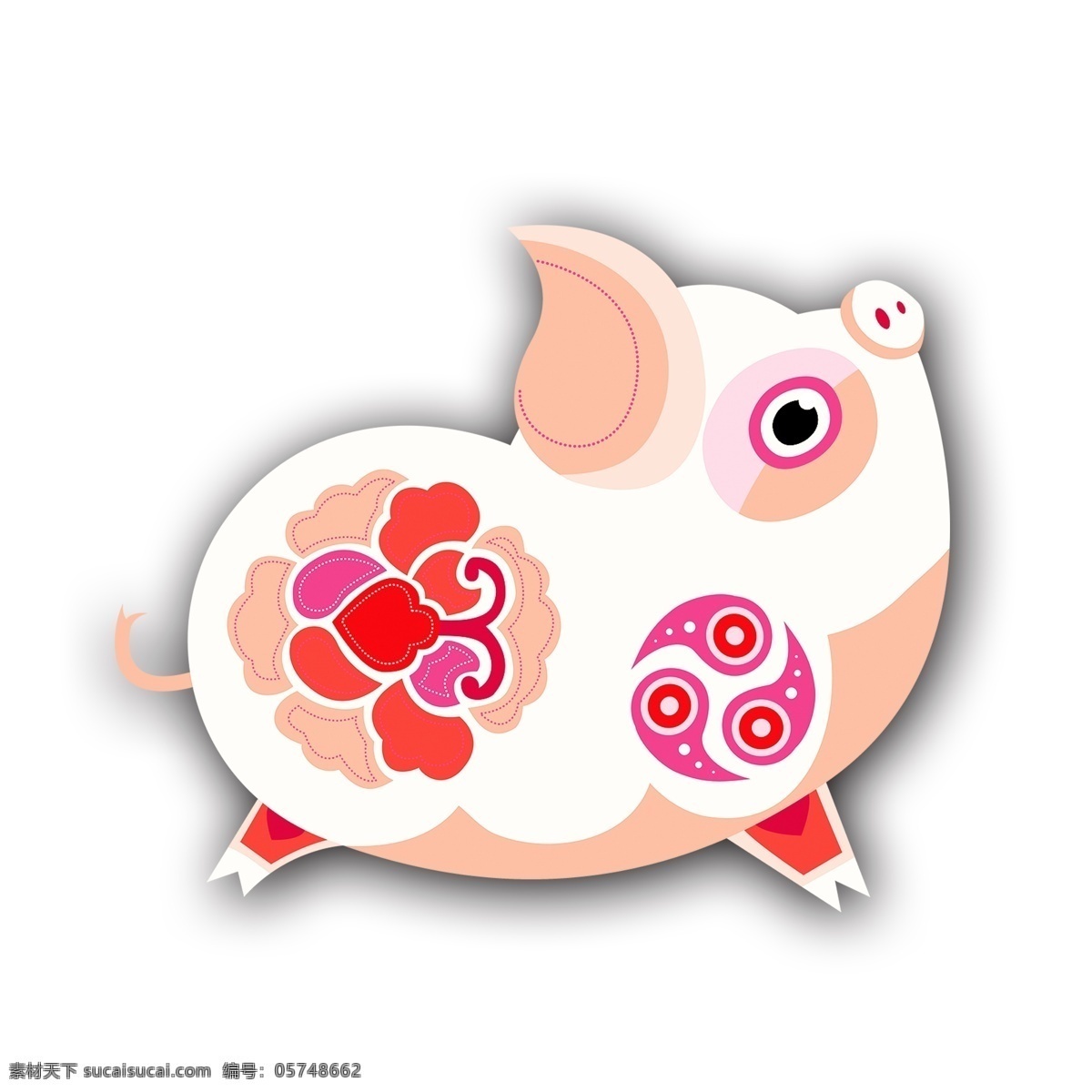 彩色 祥云 小 猪 2019 新年 元素 创意 新年元素 设计元素 创意元素 猪年元素 彩猪 猪年 2019猪年 新年主题 手绘 手绘图案