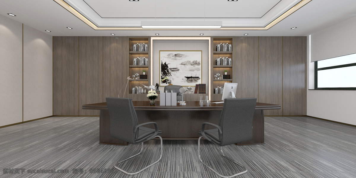 总经理 室 效果图 经理室 办公室 现代 木纹 地胶 3d设计 3d作品