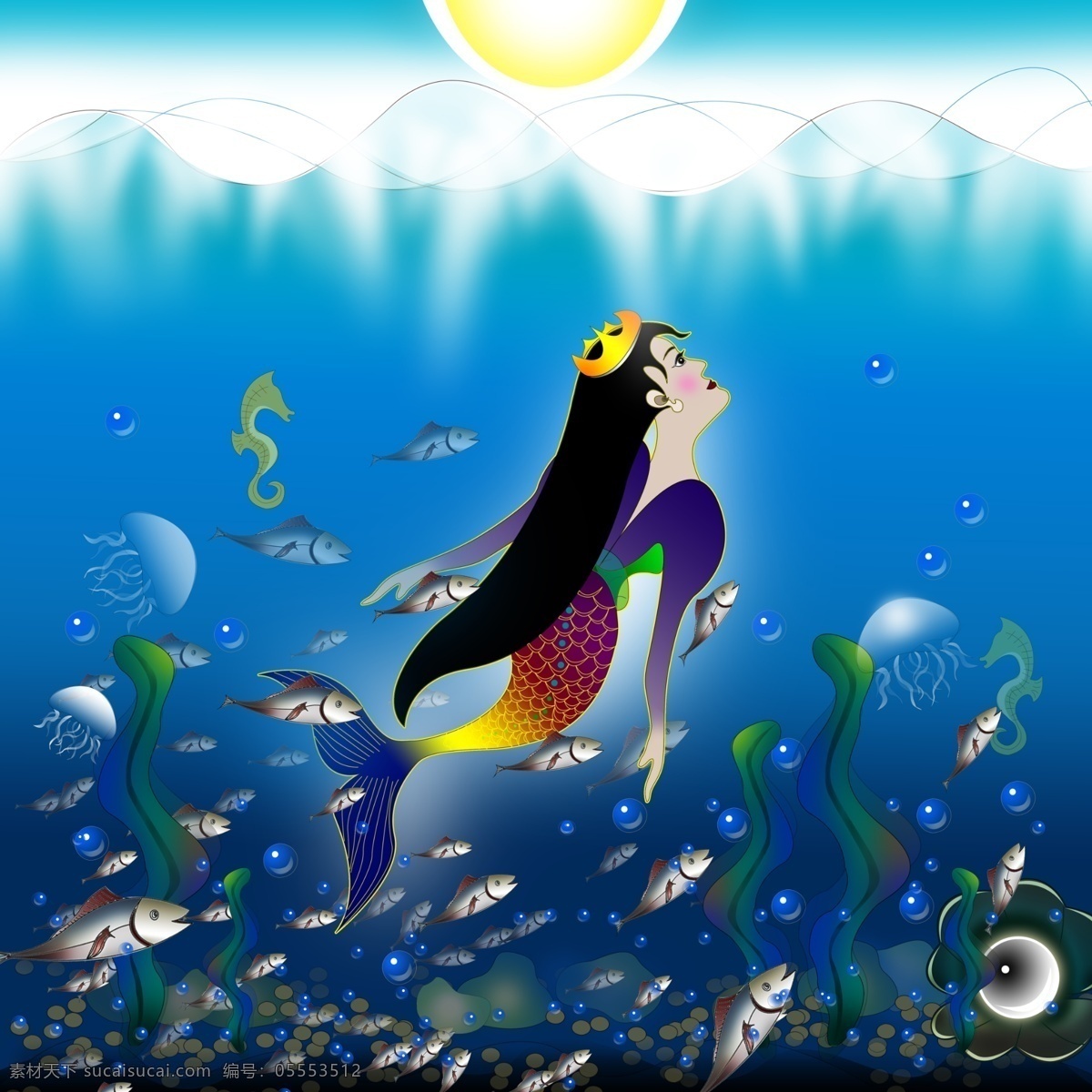 海底 世界 美人鱼 日照 石草 皇冠 生物