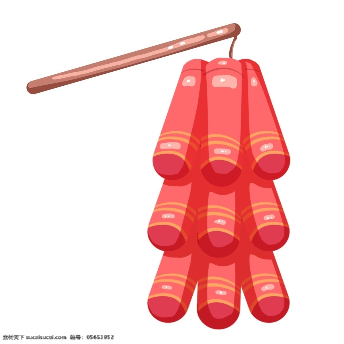 手绘 新年 炮仗 插画 红色 元旦 春节 烟花 鞭炮 20191年 手绘鞭炮 新年炮仗