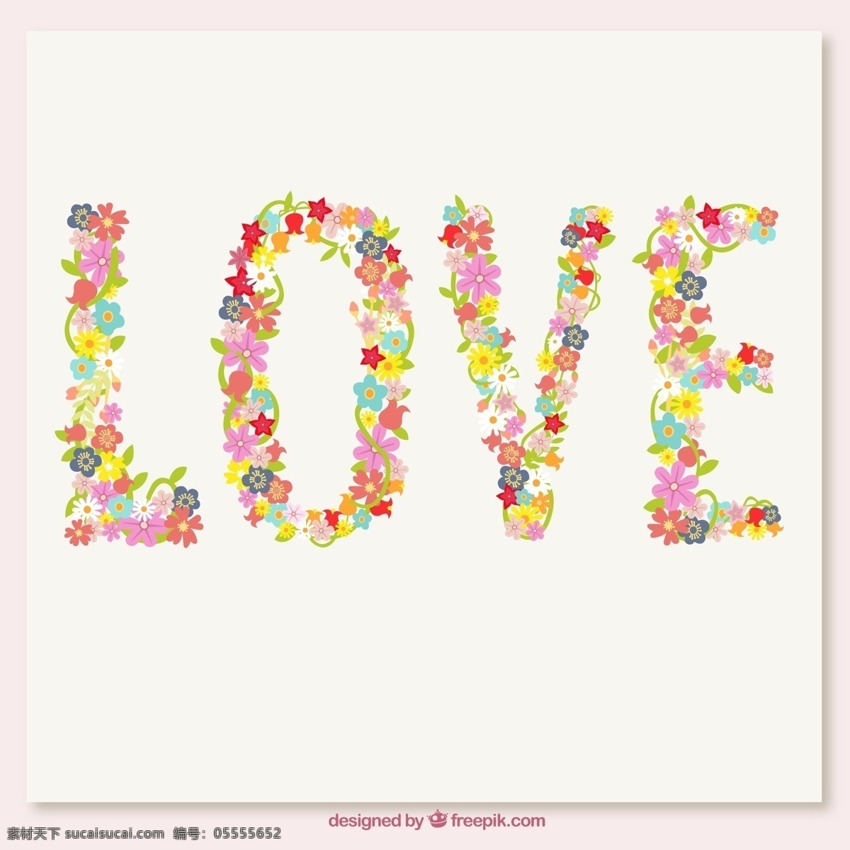 卡通 花卉 爱 艺术 字 矢量图 ai格式 含 预览 图 艺术字 love 白色