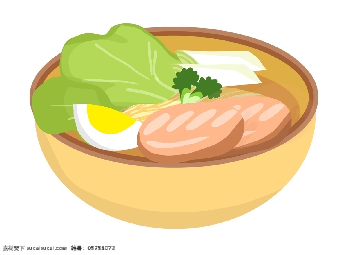 手绘 冬季 美食 碗 蔬菜 手绘美食 冬季美食 一碗蔬菜面 热面条 青菜鲜面条 卡通一碗面条 碗面 插画