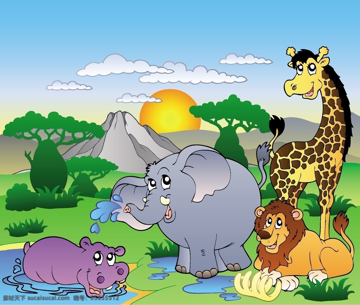 可爱 的卡 通 动物 动物园 卡通动物 大象 卡通 矢量 矢量图 其他矢量图