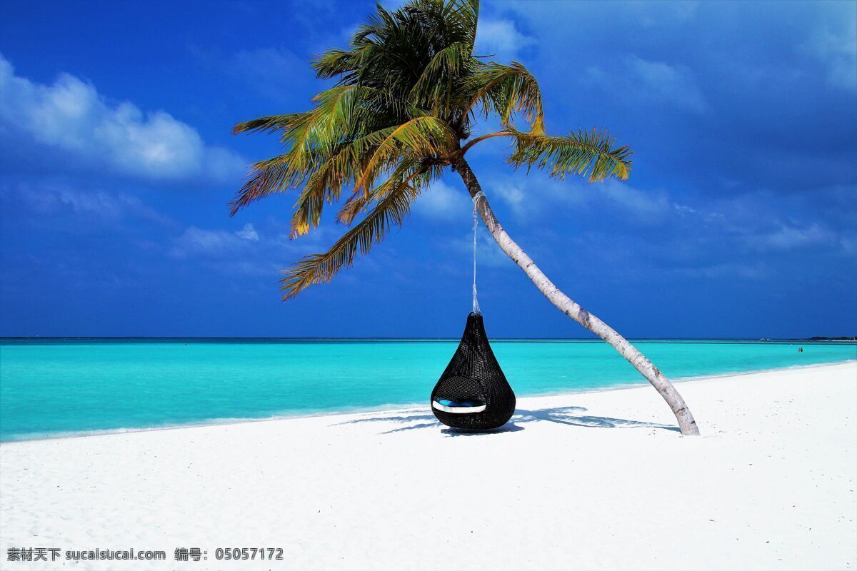 风景图片 风景 海岸 海滩 椰子树 夏日 蓝天 大海 自然景观 自然风景