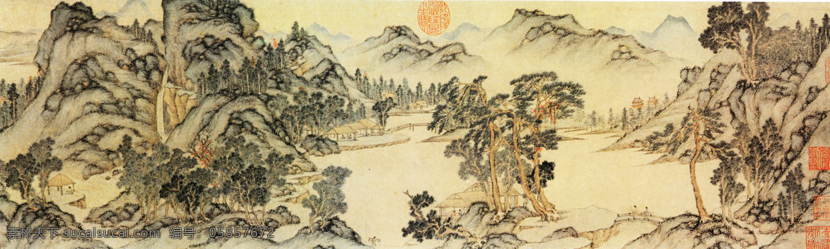 秋山游览图 中国名画 古画 文化艺术 绘画书法 设计图库