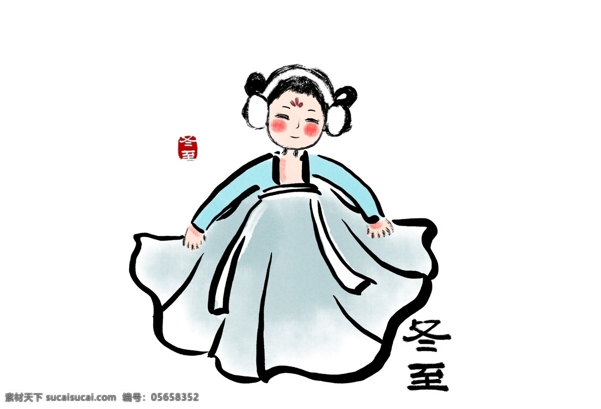 二十四节气 汉 服 少女 汉服少女 手绘 中国风 水墨 古典 24节气 印刷品 文化艺术 传统文化