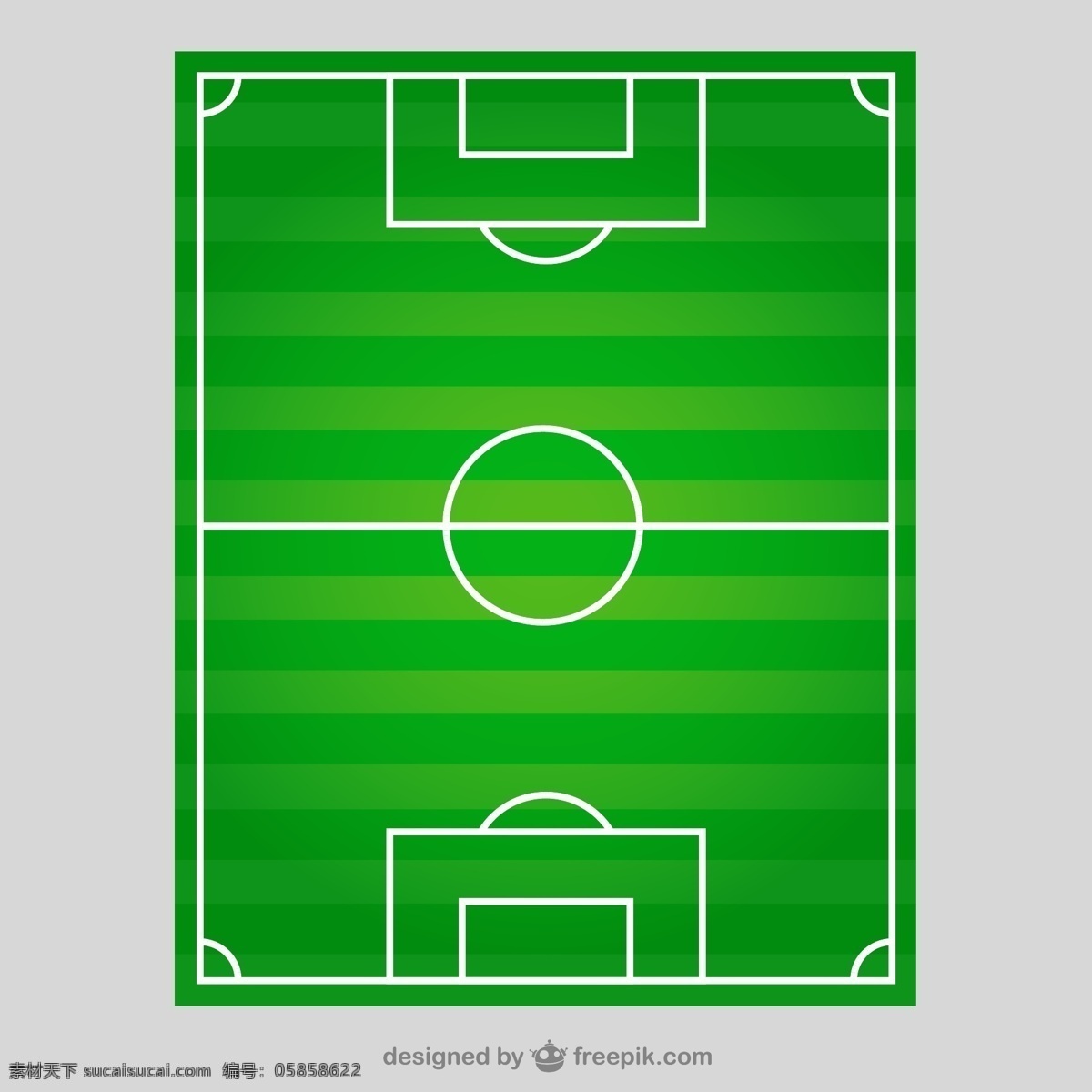 创意 足球场 俯视图 矢量 球门 球门线 边线 半场 罚球区 角球弧 足球 体育 矢量图 绿色