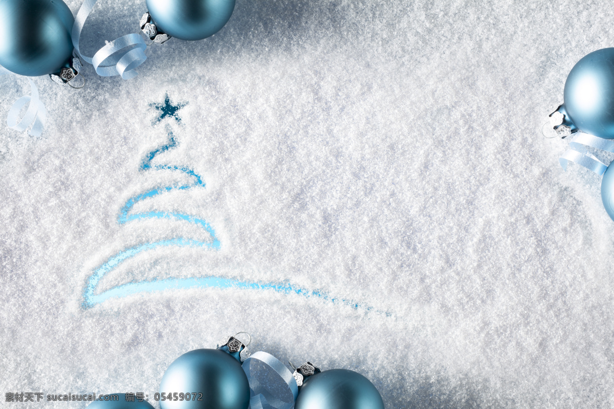 雪地 上 圣诞树 挂件 冬天 冬季 景观 底纹背景 圣诞节 雪景 节日庆典 生活百科 白色