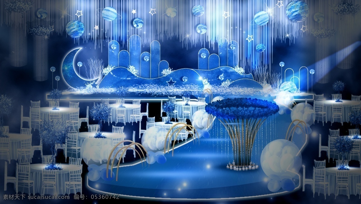 星空 璀璨 之星 百分之 婚礼 效果图 蓝色 梦幻 家装 星空系