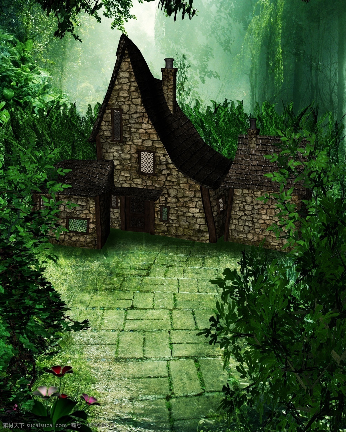 林间 石屋 风景 房屋 林间小屋 梦境 自然风景 梦幻美景 美丽风景 山水风景 风景图片