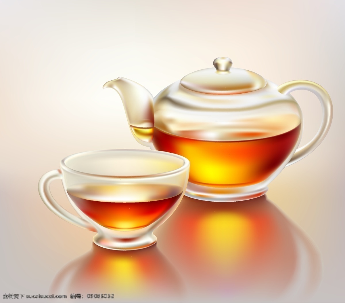精致 茶壶 茶杯 矢量 杯 玻璃 材料 茶叶 透明 细腻 现实 擦洗 向量的茶壶 向量 矢量图 日常生活