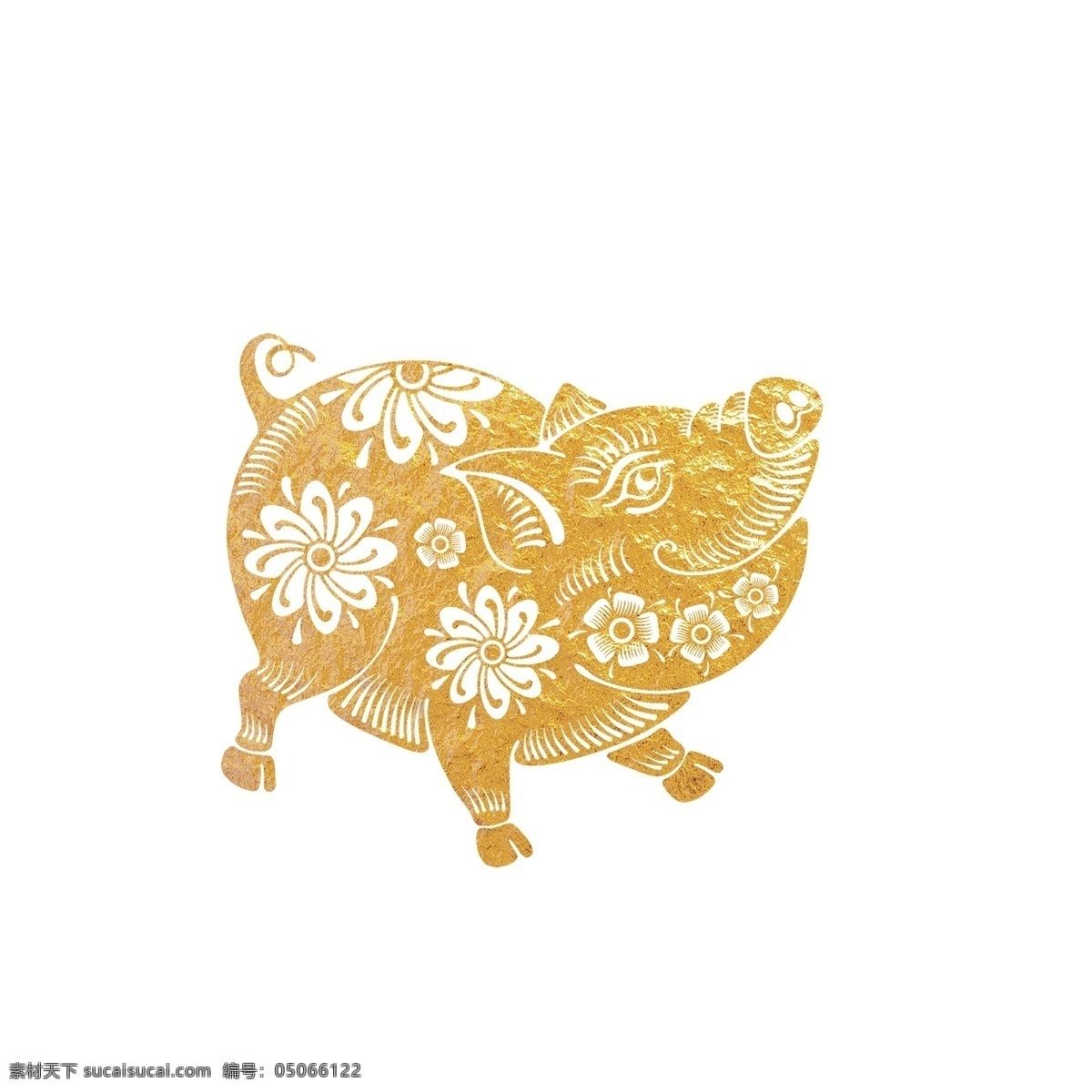 金色 2019 猪年 花 猪 元素 金猪 装饰图案 创意元素 手绘元素 花猪 新年 猪年元素 元素装饰 psd元素