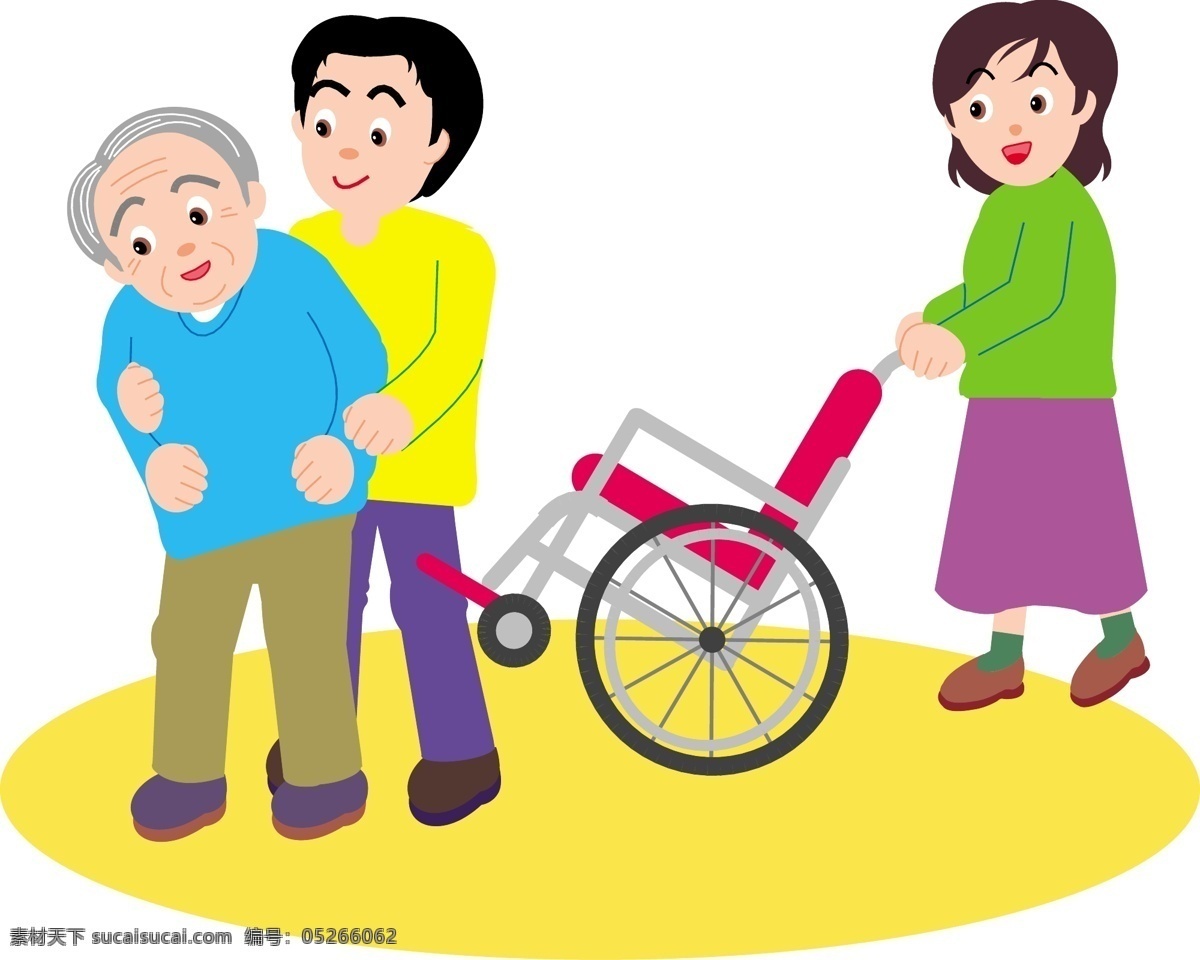 老年人 坐 轮椅 矢量 卡通 老奶奶 老爷爷 矢量图 矢量人物