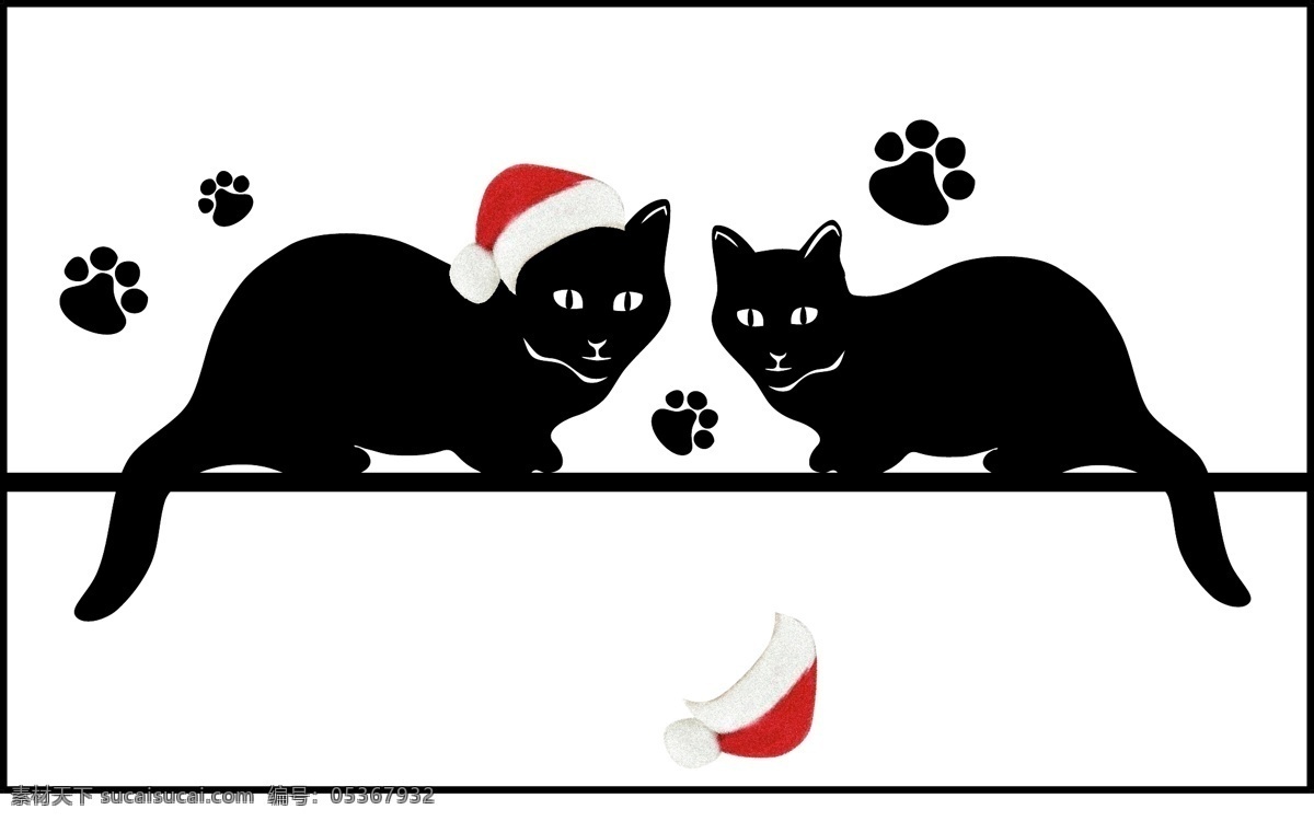 黑猫 猫 万圣节素材 鬼节素材 复活节素材 卡通图案 黑白图案 万圣节 节日素材 矢量