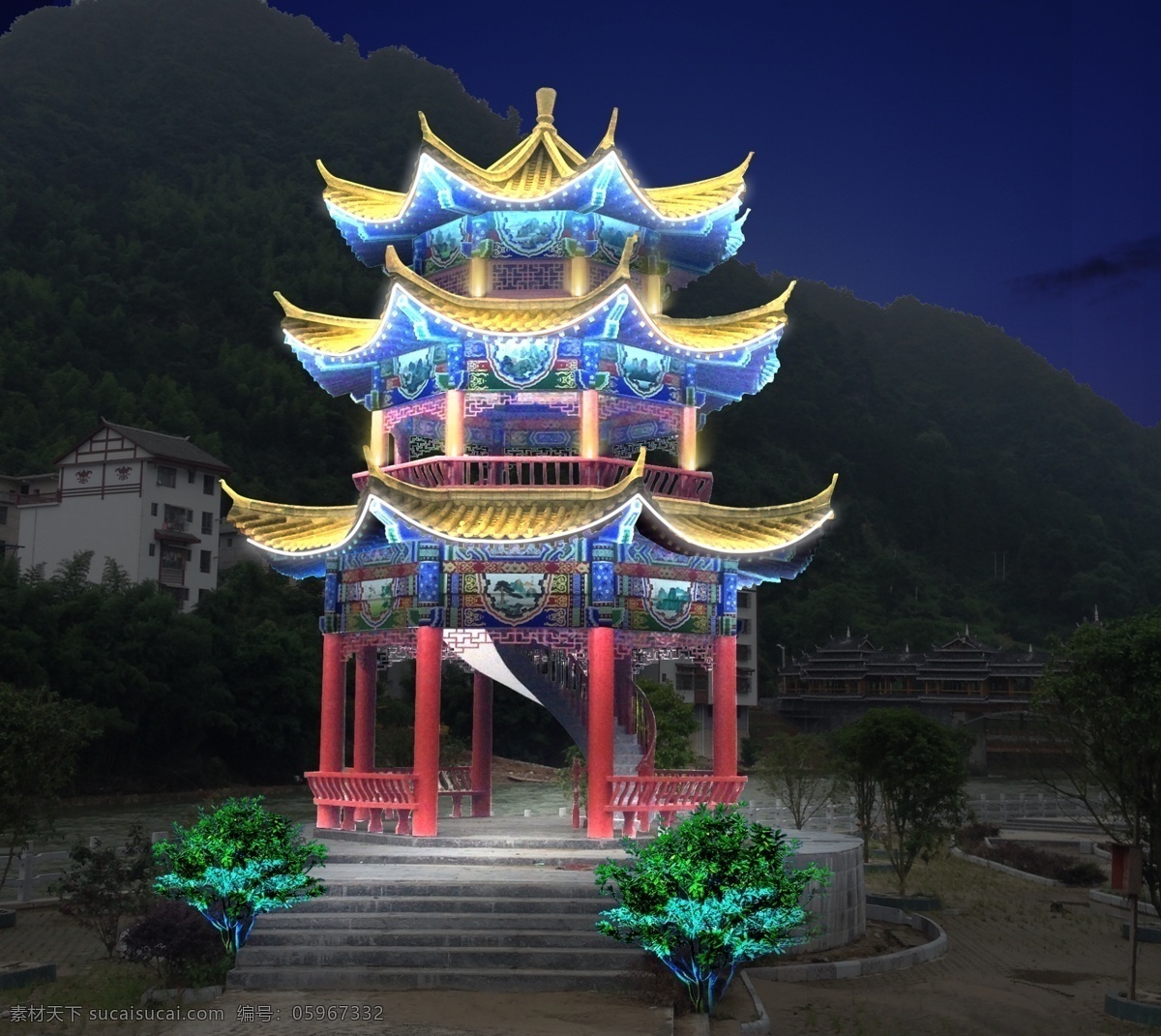 亮化 led 动画设计 古亭亮化 古建筑亮化 亮化设计效果 夜景亮化 源文件 分层