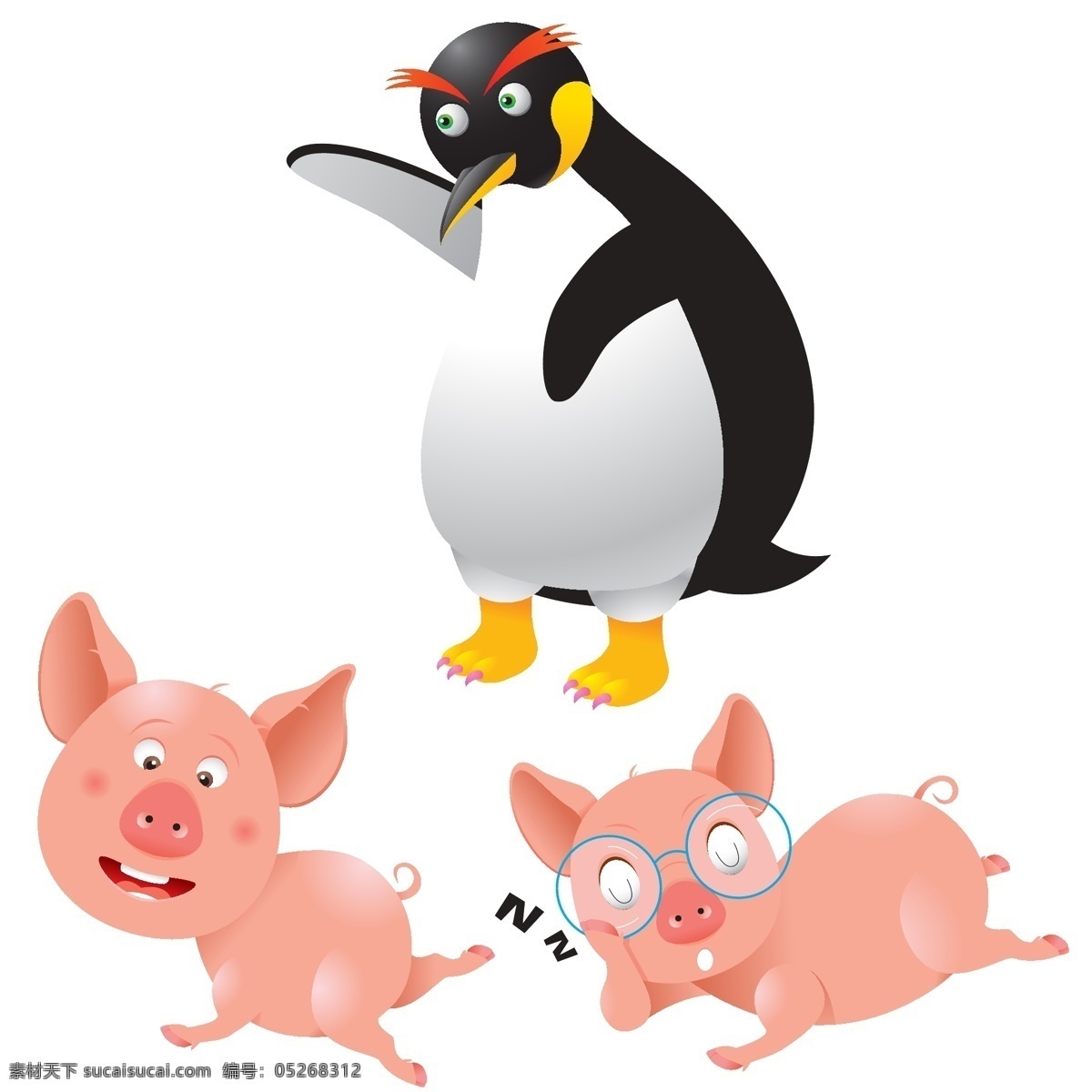 小猪猪 小企鹅 动物 动物世界 生物世界 矢量设计 矢量 其他生物