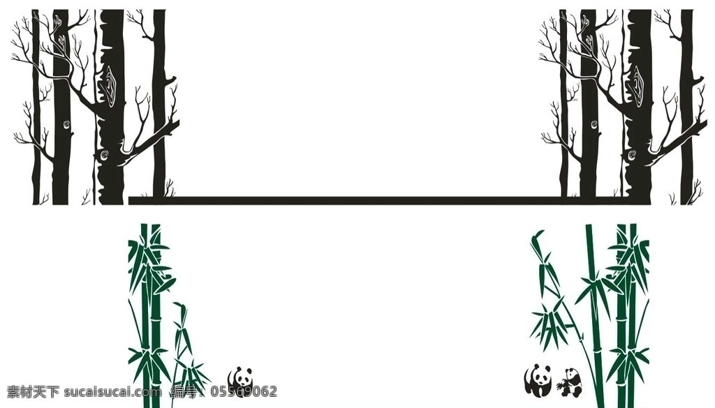 熊猫竹子素材 熊猫 竹子 树林 树 竹 枯树枝 树枝 枯树 青竹 树背景图 背景 竹子背景 底纹边框 背景底纹 pdf