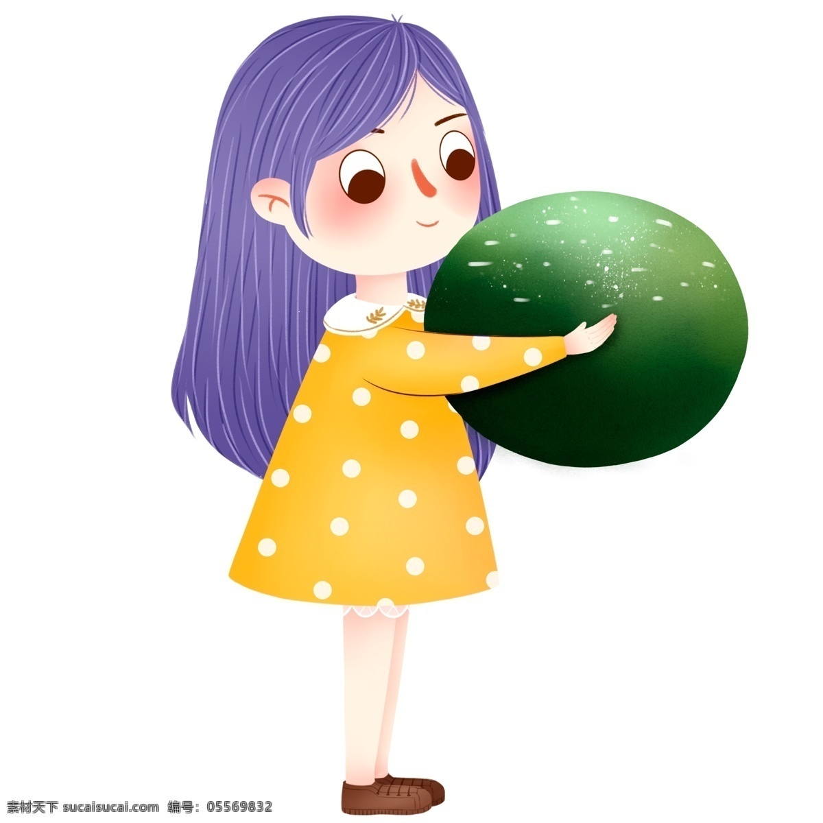 卡通 可爱 青 团子 女孩 清明节 青团子 女生 儿童 插画