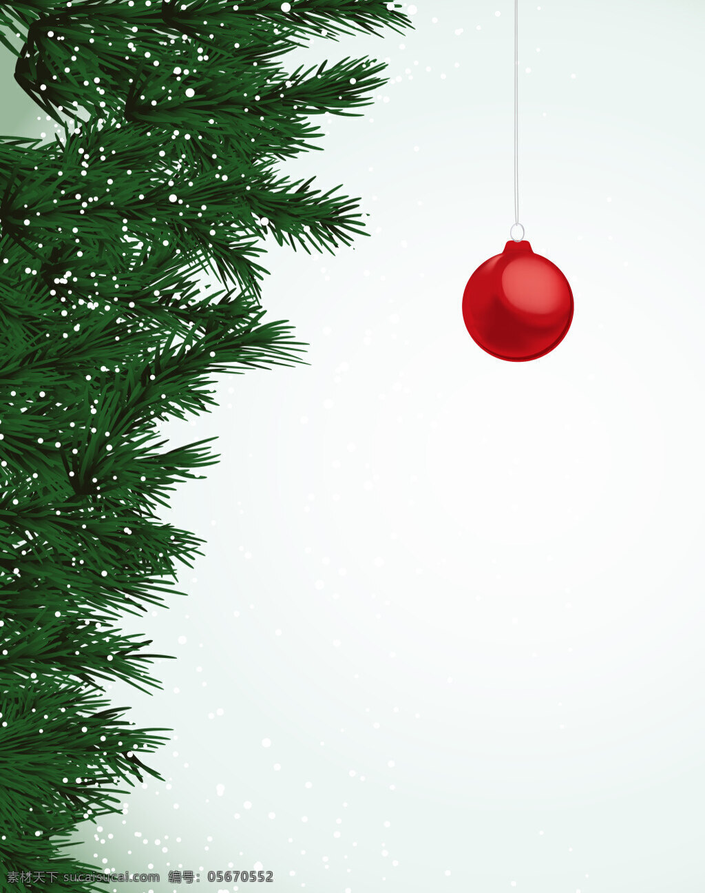 矢量 文艺 松枝 彩球 背景 白色 吊饰 圣诞节 海报