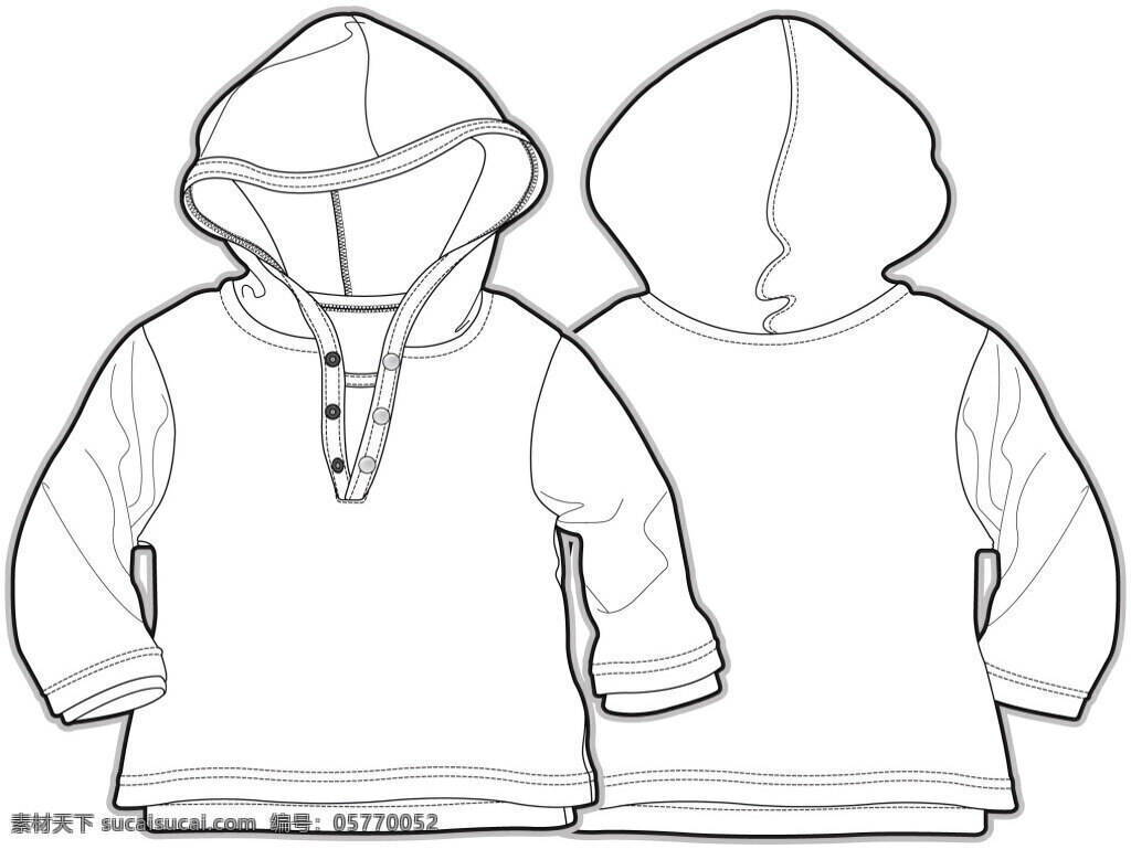 帽 卫 衣 小 男孩 服装设计 线 稿 矢量 长袖 可爱 黑白 手绘 保暖 线条 源文件