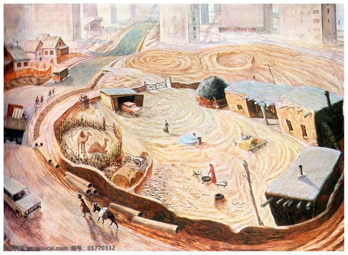 稻谷 风景油画 绘画书法 民居 文化艺术 西方油画 油画风景 稻田 油画 设计素材 模板下载 稻田油画 稻场 土堆 石墨 马匹 丰收油画 民族油画 布面油画 油画集二 装饰素材