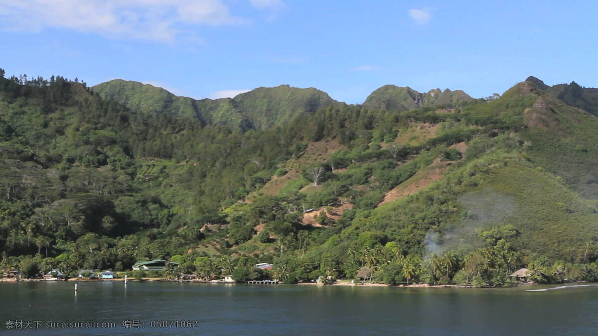 茉莉 opunohu 湾 股票 视频 法属波利尼西亚 热带 岛 岛屿 海洋 水 港口 山 avi 灰色