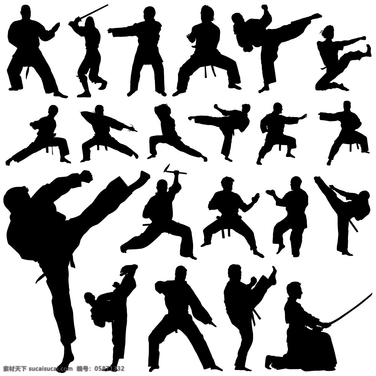 武术 剪影 武术剪影矢量 武术剪影素材 武术剪影插画 共享设计矢量 人物图库 职业人物