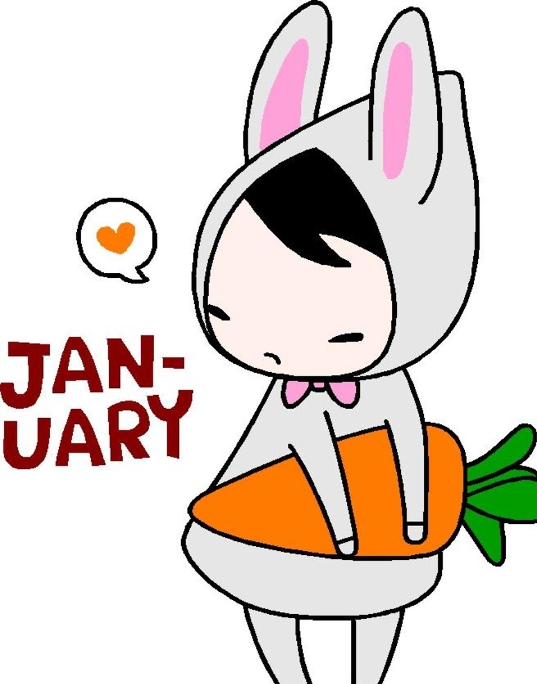 胡萝卜兔子 胡萝卜 兔子 小孩 卡通 可爱 januay 动漫动画