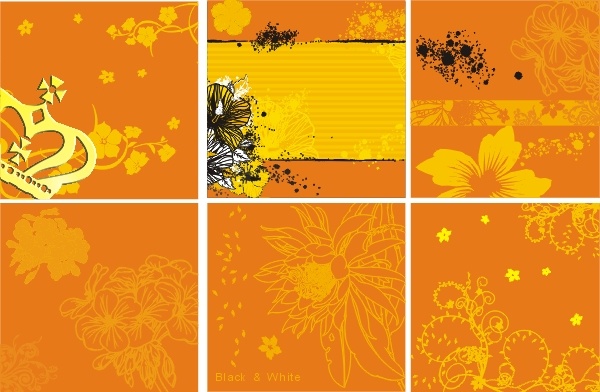 装饰 图案 花 橙 设置 花纹矢量 矢量背景的花 flowerelement 向量 矢量图 其他矢量图