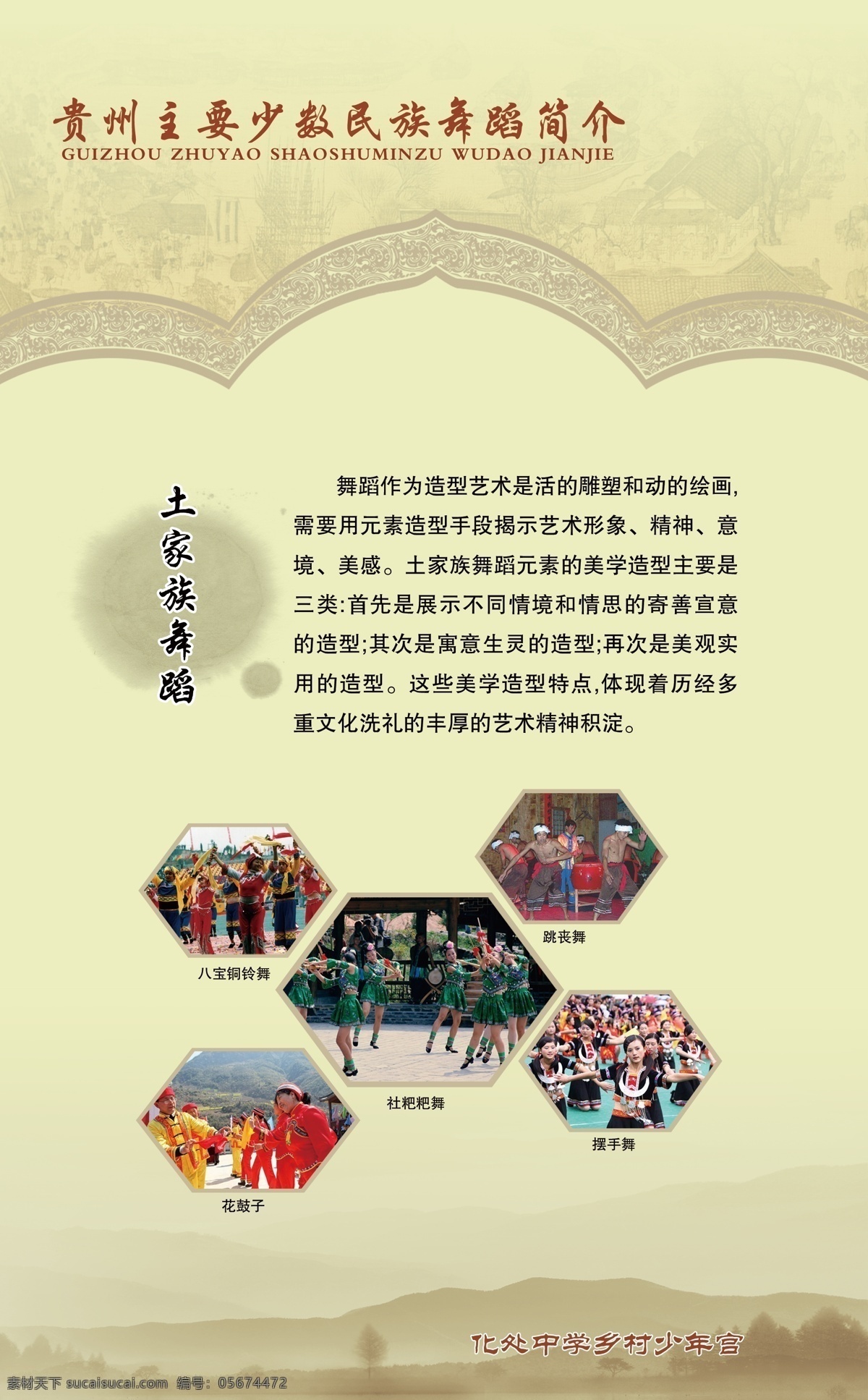 校园文化 广告设计模板 民族文化 校园展板 源文件 展板模板 民族风格 少数民族舞蹈 土家族舞蹈 psd源文件