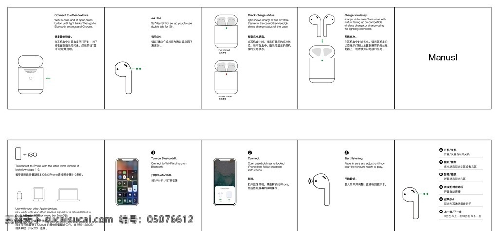 tws 蓝牙耳机 说明书 蓝牙 耳机 中文 英文版 画册设计