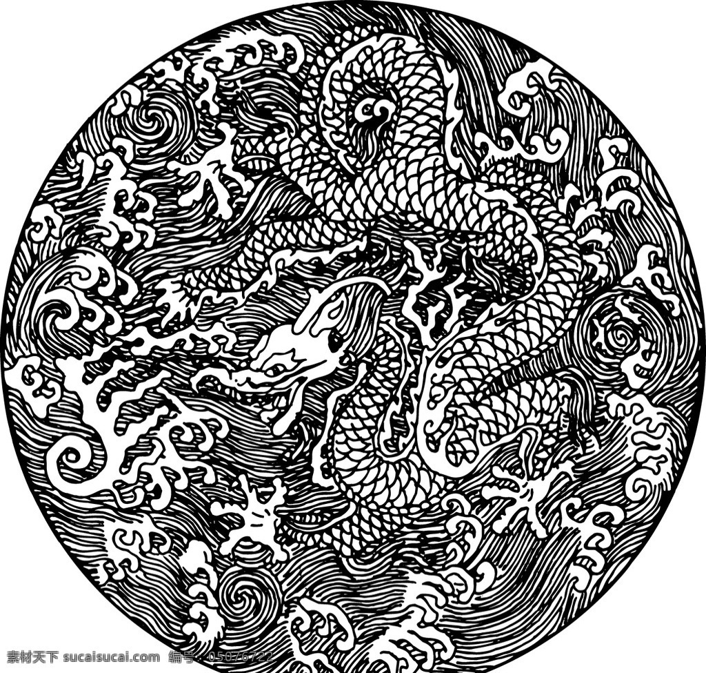 龙 中国龙 盘龙 矢量线稿 图腾 花纹 吉祥图腾 印花 剪影 中国吉祥图腾 绘图腾 中国图腾 图案素材 底纹边框 其他素材