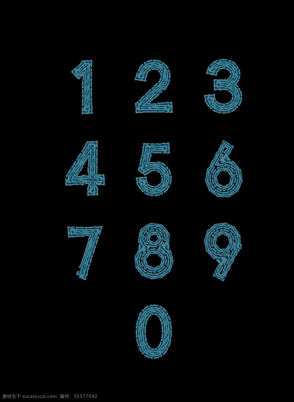 阿拉伯数字 蓝色 典雅 几何 艺术 字体 创意几何字体 蓝色典雅字体 典雅几何字体