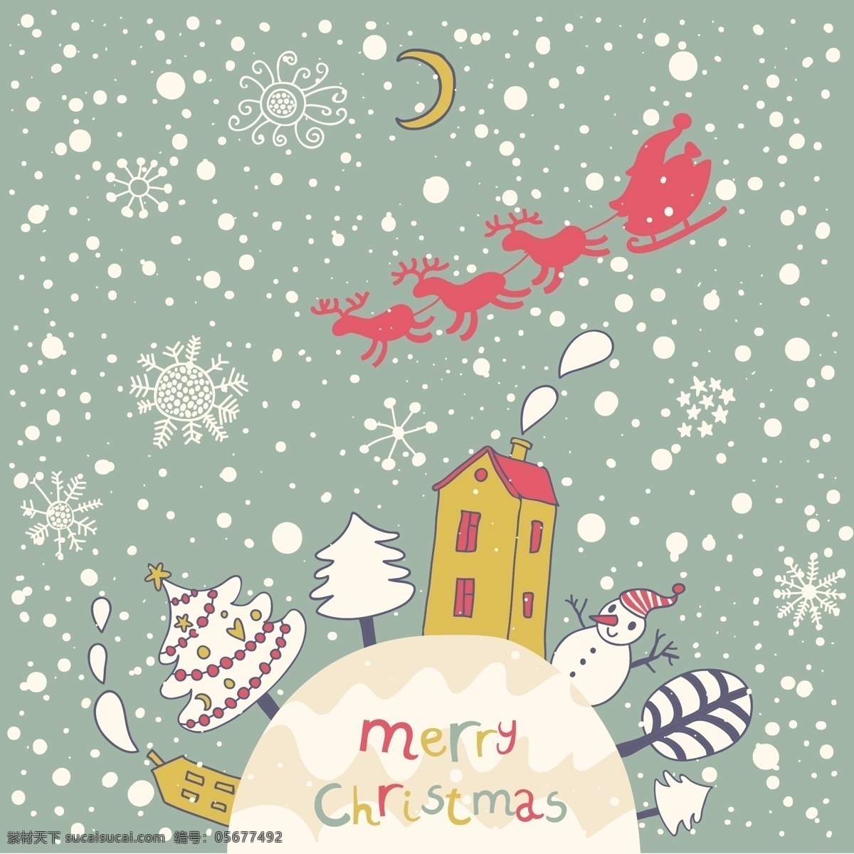 卡通 圣诞卡 矢量 房子 卡 可爱的 轮廓 麋鹿 圣诞树 手绘 松树 星星 烟囱 装饰 月亮 圣克劳斯 雪 雪人 矢量图 矢量人物