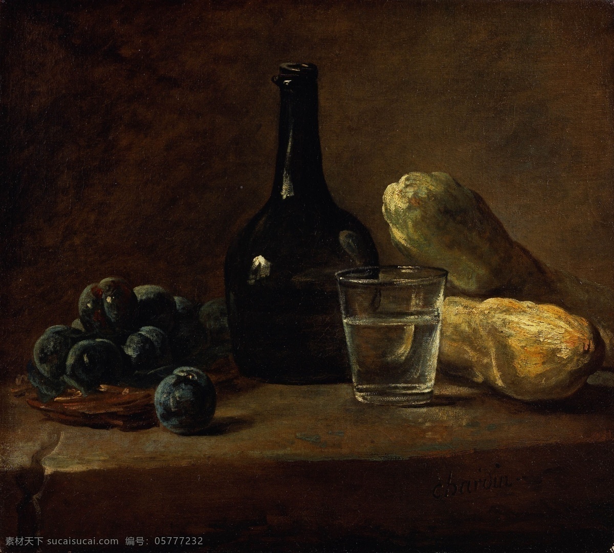 静物 植物 动物 食物 家禽 水果 印象派 写实主义 油画 装饰画 c plums with life still chardin jeanbaptistesimeon 无 框 画 装饰素材