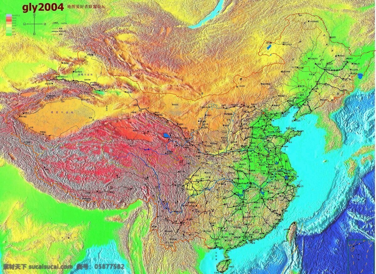 高清 中国 地形图 地形 地理 高度 教学 自然景观