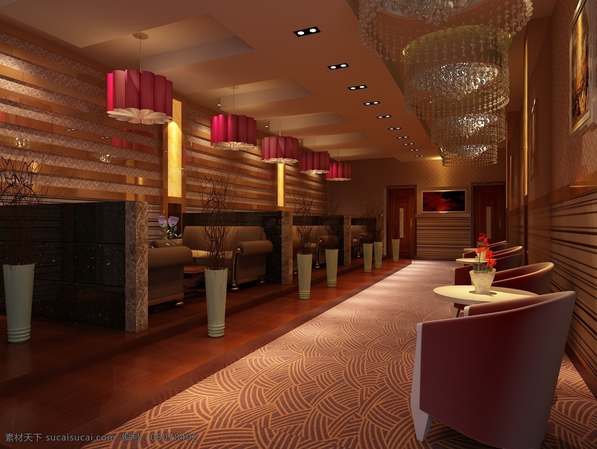 庄重 西餐厅 设计装修 豪华 射灯 装饰 3d模型素材 室内装饰模型