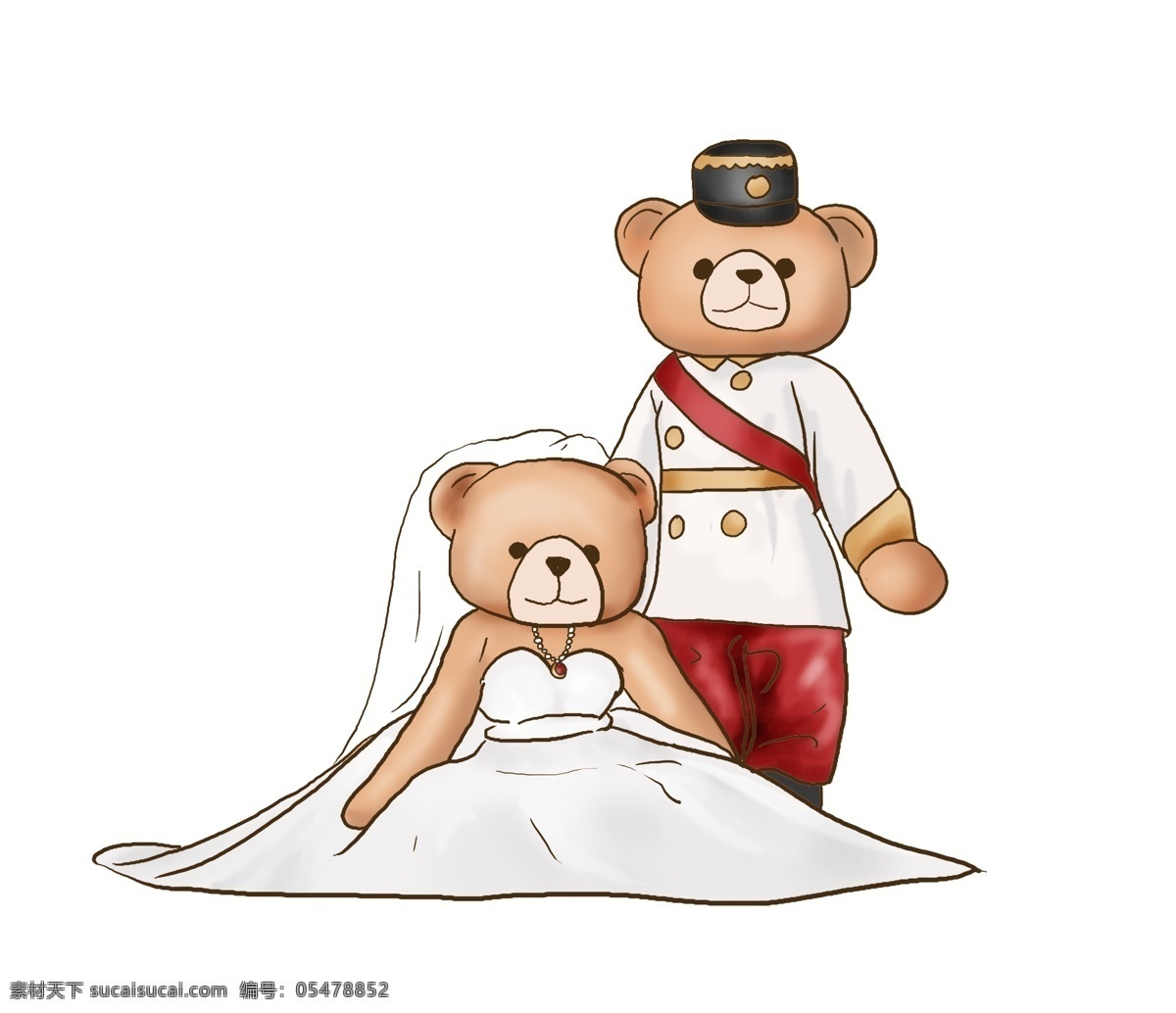 520 手绘 一对 情侣 熊 玩具 情人节 结婚 婚礼 毛绒玩具 玩具熊 小熊 棕色 布艺 天生一对