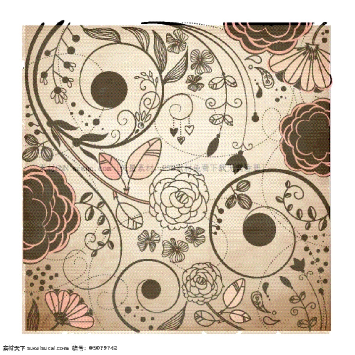 线描 花朵 素雅 布艺 背景 矢量 花卉纹样 线描花朵 素雅布艺 花纹 样式 矢量图 花纹花边