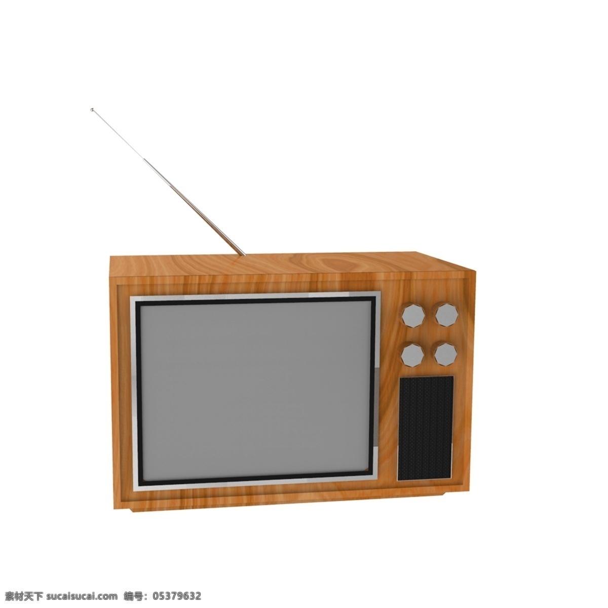 仿真 小 电视机 免 抠 复古电视 原木 电器