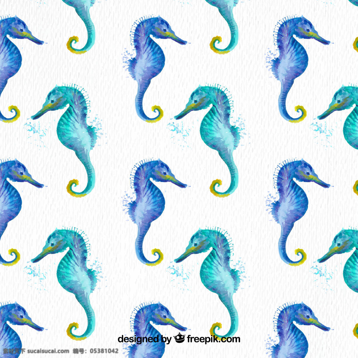 水彩海马背景 背景 水彩 夏天 水彩画的背景 动物 季节 夏季 海马