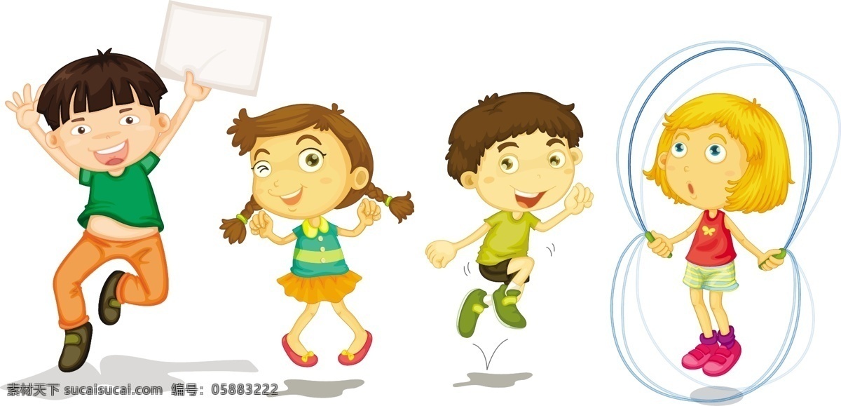 儿童 儿童幼儿 儿童主题 孩子 卡通 卡通儿童 矢量 卡通孩子 卡通小学生 模板下载 小学生 小女孩 小男孩 跳绳 跳跃 可爱 快乐 矢量人物 矢量图