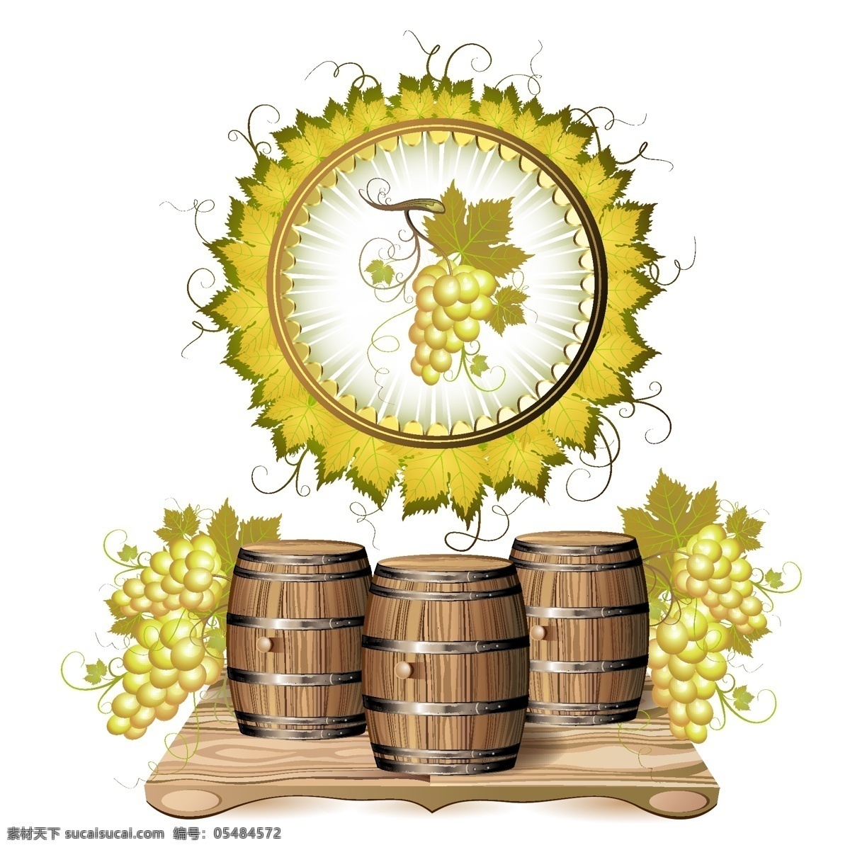 葡萄 洒 桶 木桶 葡萄酒 矢量素材 水龙头 矢量图 日常生活