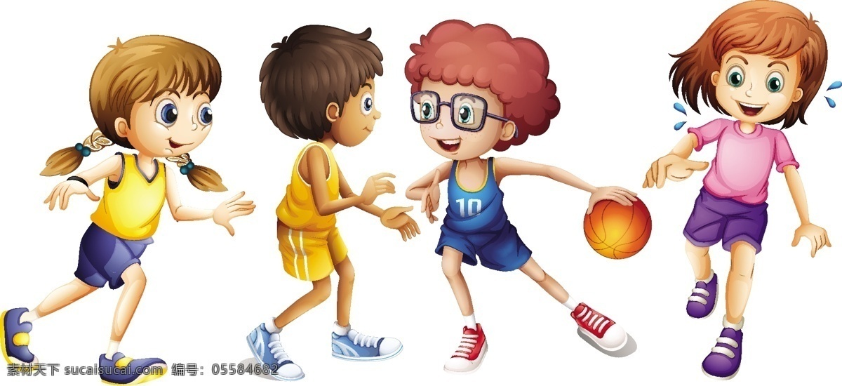 卡通蓝球儿童 打球 蓝球 男孩 儿童 学生 动作 表情 体育 运动 儿童人物素材 健身 休闲娱乐体育 卡通设计