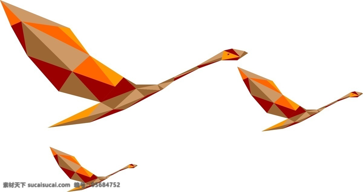 几何 折纸 动物 候鸟 矢量图 其他矢量图
